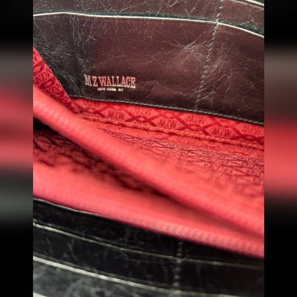 Authentic MZ Wallace Genuine Leather Black and Red Tassle Zip Wallet - Picture 2 of 7